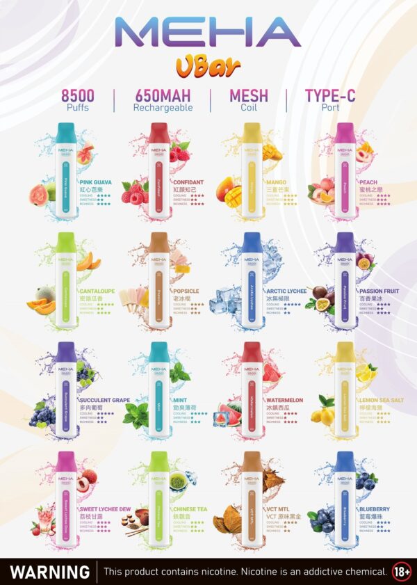 MEHA魅嗨8500口🔥本月新品上市💨超強續航可充電拋棄式！買十再送一💥